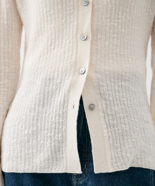 PUBLIC TOKYO（パブリックトウキョウ）の「【2026春新作】スラブニットカーディガン（カーディガン/ボレロ・レディース・ブラウン/ホワイト・FREE）」の16枚目の写真