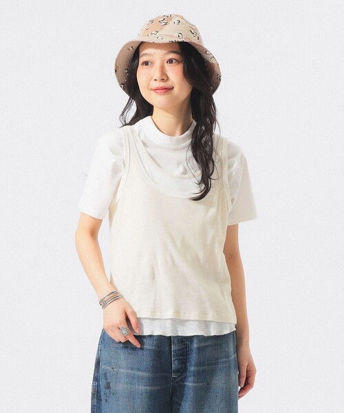 BEAMS BOY（ビームスボーイ）の「レイヤード タンクトップ（タンクトップ・レディース・ネイビー/アイボリー/グリーン・1/2）」の2枚目の写真