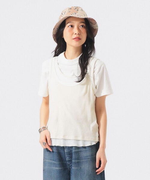 BEAMS BOY（ビームスボーイ）の「レイヤード タンクトップ（タンクトップ・レディース・ネイビー/アイボリー/グリーン・1/2）」の7枚目の写真