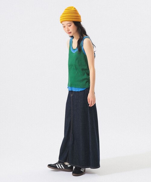 BEAMS BOY（ビームスボーイ）の「レイヤード タンクトップ（タンクトップ・レディース・ネイビー/アイボリー/グリーン・1/2）」の9枚目の写真