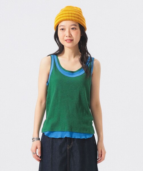 BEAMS BOY（ビームスボーイ）の「レイヤード タンクトップ（タンクトップ・レディース・ネイビー/アイボリー/グリーン・1/2）」の11枚目の写真