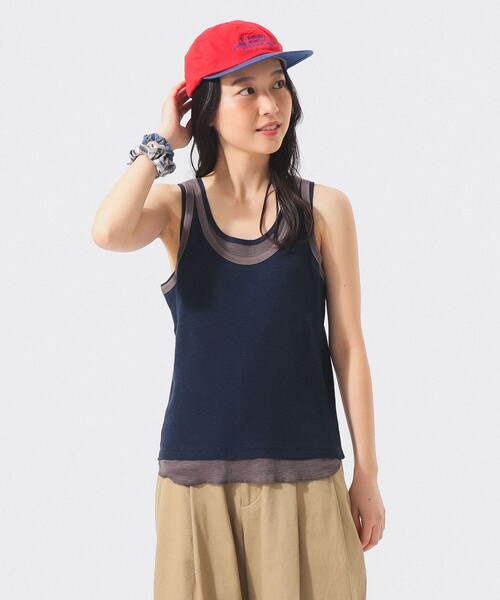 BEAMS BOY（ビームスボーイ）の「レイヤード タンクトップ（タンクトップ・レディース・ネイビー/アイボリー/グリーン・1/2）」の15枚目の写真