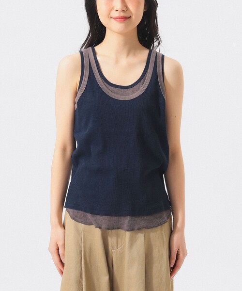 BEAMS BOY（ビームスボーイ）の「レイヤード タンクトップ（タンクトップ・レディース・ネイビー/アイボリー/グリーン・1/2）」の16枚目の写真