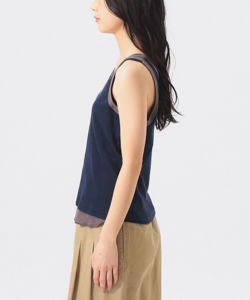 BEAMS BOY（ビームスボーイ）の「レイヤード タンクトップ（タンクトップ・レディース・ネイビー/アイボリー/グリーン・1/2）」の19枚目の写真