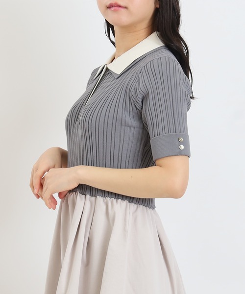 ASTORIA ODIER(アストリアオディール)の「ダブルカラースポンディッシュ ポロワンピース(ワンピース・レディース・ブラック×グレー/ライトグレー/アイボリー・MEDIUM)」の16枚目の写真