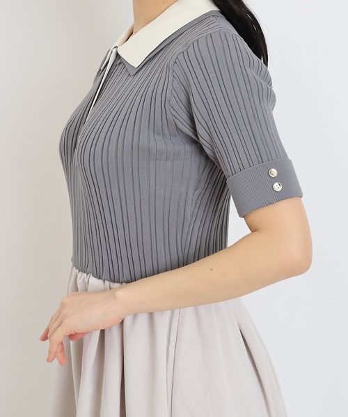 ASTORIA ODIER(アストリアオディール)の「ダブルカラースポンディッシュ ポロワンピース(ワンピース・レディース・ブラック×グレー/ライトグレー/アイボリー・MEDIUM)」の21枚目の写真