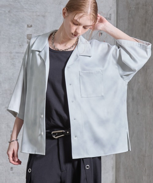 SERACE 2way loose drape vintage patterned short sleeve shirt — винтажная рубашка с драпировкой, 2‑way