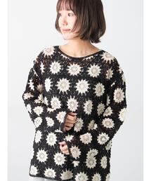 Samansa Mos2（サマンサ モスモス）の「モチーフ編みニットプルオーバー（ニット/セーター）」