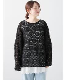 Samansa Mos2（サマンサ モスモス）の「モチーフ編みニットプルオーバー（ニット/セーター）」