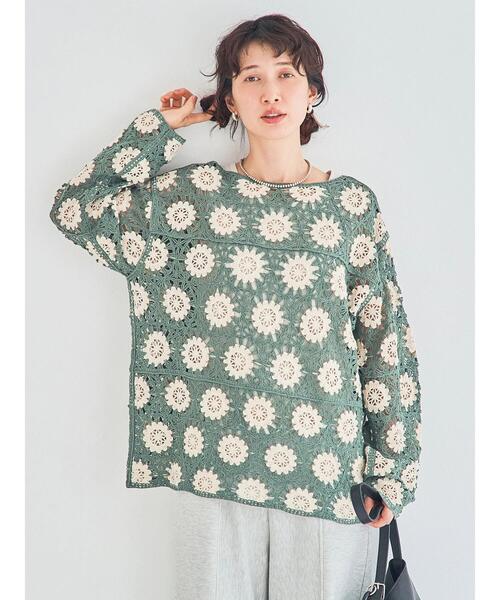 Samansa Mos2（サマンサ モスモス）の「モチーフ編みニットプルオーバー（ニット/セーター・レディース・ミント・F）」の2枚目の写真