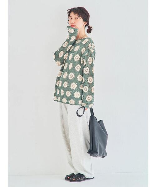 Samansa Mos2（サマンサ モスモス）の「モチーフ編みニットプルオーバー（ニット/セーター・レディース・ミント・F）」の3枚目の写真