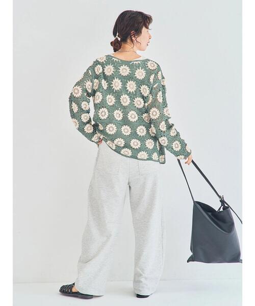 Samansa Mos2（サマンサ モスモス）の「モチーフ編みニットプルオーバー（ニット/セーター・レディース・ミント・F）」の4枚目の写真