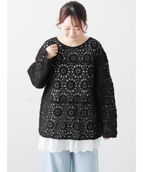 Samansa Mos2（サマンサ モスモス）の「モチーフ編みニットプルオーバー（ニット/セーター・レディース・ミント・F）」の22枚目の写真