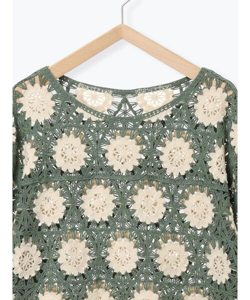 Samansa Mos2（サマンサ モスモス）の「モチーフ編みニットプルオーバー（ニット/セーター・レディース・ミント・F）」の14枚目の写真