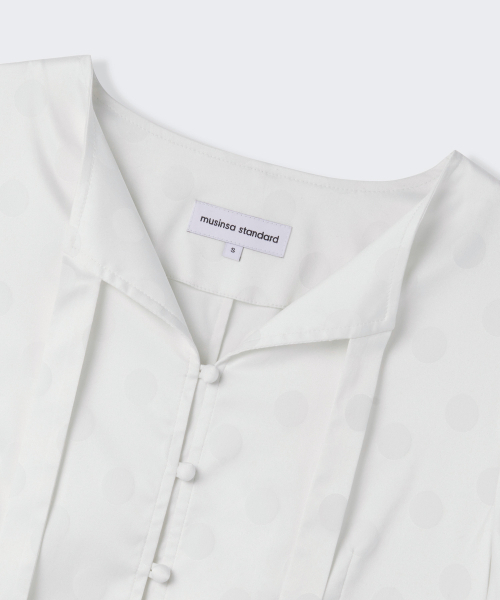 MUSINSA STANDARD WOMAN（ムシンサスタンダードウーマン）の「ウィメンズドットパフスリーブタイブラウス[アイボリー]（シャツ/ブラウス・レディース・その他・SMALL/MEDIUM/LARGE/X-SMALL）」の4枚目の写真
