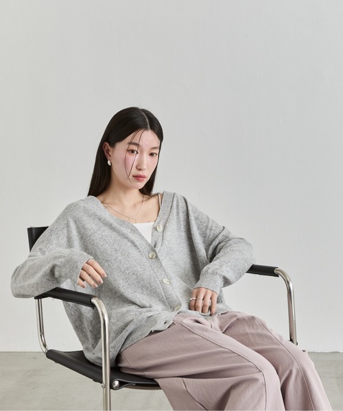 NUJOH（ヌゾ）の「Loose Knit Cardigan / ルーズニットカーディガン（カーディガン/ボレロ・レディース・ライトブルー/ホワイト/イエロー/グレー・FREE）」の3枚目の写真