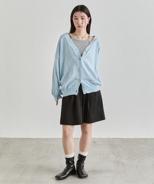 NUJOH（ヌゾ）の「Loose Knit Cardigan / ルーズニットカーディガン（カーディガン/ボレロ・レディース・ライトブルー/ホワイト/イエロー/グレー・FREE）」の4枚目の写真