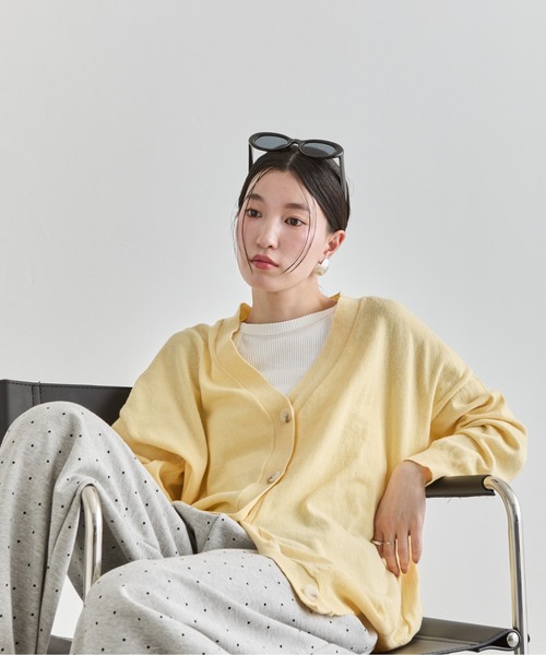 NUJOH（ヌゾ）の「Loose Knit Cardigan / ルーズニットカーディガン（カーディガン/ボレロ・レディース・ライトブルー/ホワイト/イエロー/グレー・FREE）」の11枚目の写真