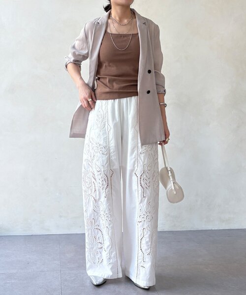 DouDou（ドゥドゥ）の「刺繍レースコットンパンツ（その他パンツ・レディース・ブラック/ブラウン/ホワイト・FREE）」の6枚目の写真