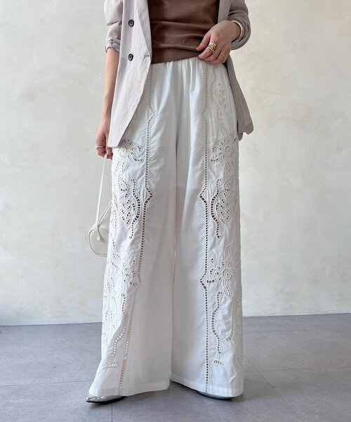 DouDou（ドゥドゥ）の「刺繍レースコットンパンツ（その他パンツ・レディース・ブラック/ブラウン/ホワイト・FREE）」の9枚目の写真