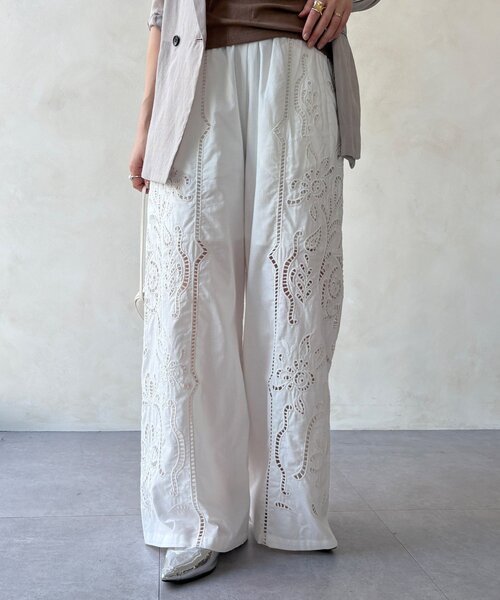 DouDou（ドゥドゥ）の「刺繍レースコットンパンツ（その他パンツ・レディース・ブラック/ブラウン/ホワイト・FREE）」の10枚目の写真