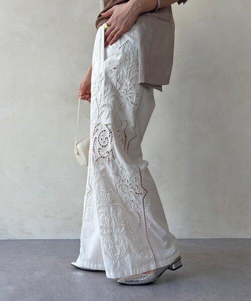 DouDou（ドゥドゥ）の「刺繍レースコットンパンツ（その他パンツ・レディース・ブラック/ブラウン/ホワイト・FREE）」の12枚目の写真