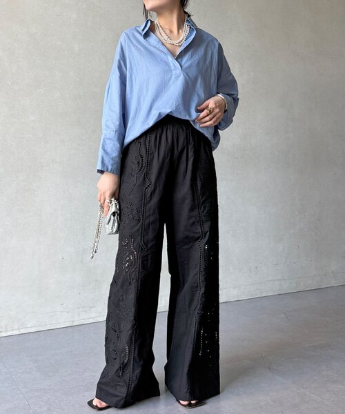 DouDou（ドゥドゥ）の「刺繍レースコットンパンツ（その他パンツ・レディース・ブラック/ブラウン/ホワイト・FREE）」の15枚目の写真