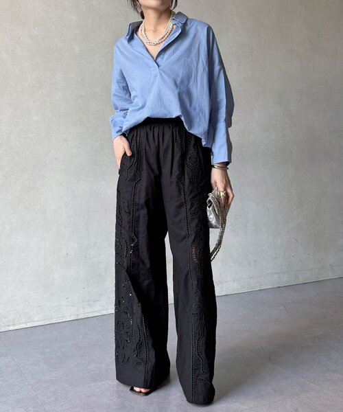 DouDou（ドゥドゥ）の「刺繍レースコットンパンツ（その他パンツ・レディース・ブラック/ブラウン/ホワイト・FREE）」の17枚目の写真