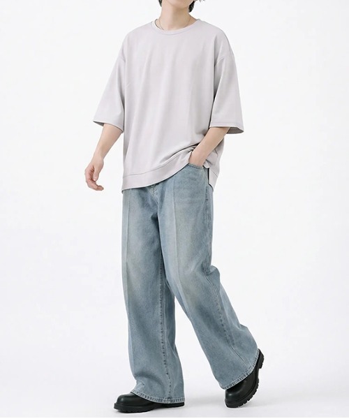 revertical(リバーティカル)の「オーバーサイズ クルーネック 半袖Tシャツ(Tシャツ/カットソー・メンズ・ブラック/ブラウン/グレー/グリーン/ブルー/ベージュ・MEDIUM/SMALL/LARGE)」の14枚目の写真
