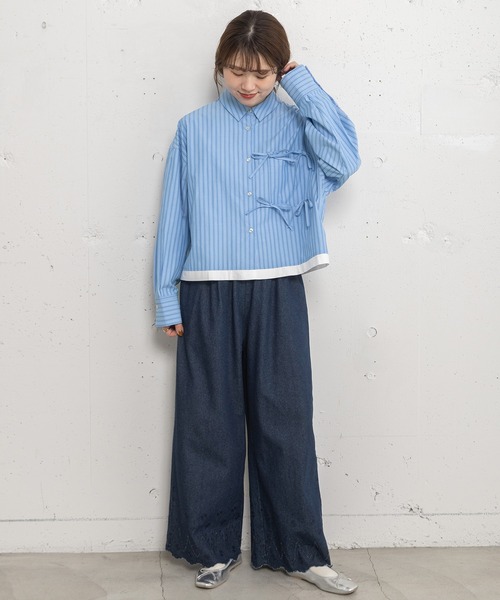 POU DOU DOU(プードゥドゥ)の「裾スカラップバード刺繍パンツ(その他パンツ・レディース・カーキ/ブルー系その他/ベージュ・3)」の11枚目の写真