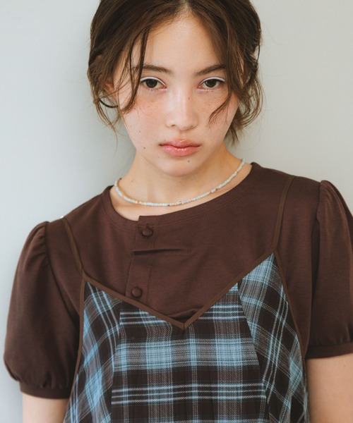 KBF（ケイビーエフ）の「チェックプリーツキャミワンピース（ワンピース・レディース・レッド系その他/ブラウン系その他/ブラック系その他・ONE）」の11枚目の写真