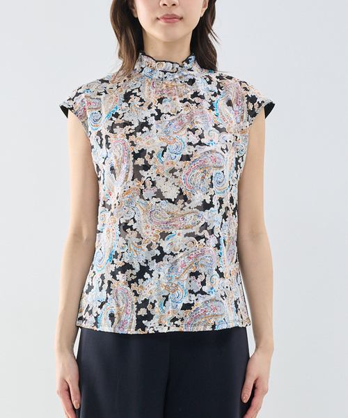 NARACAMICIE(ナラカミーチェ)の「【NARACAMICIE】ペイズリージャガードコンビハイネックトップス(Tシャツ/カットソー・レディース・ブラック・M)」の8枚目の写真