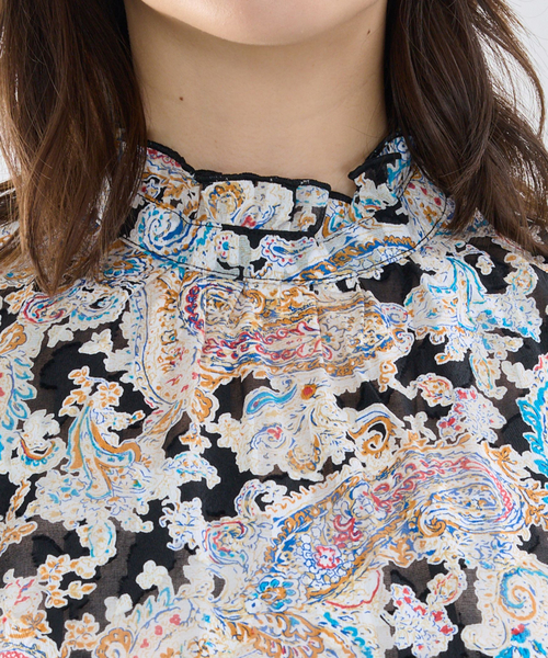 NARACAMICIE(ナラカミーチェ)の「【NARACAMICIE】ペイズリージャガードコンビハイネックトップス(Tシャツ/カットソー・レディース・ブラック・M)」の11枚目の写真