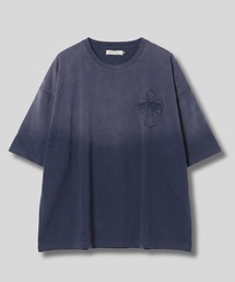 ヴィンテージライク スプレーフェード クロスアップリケTシャツ スプレー抜染