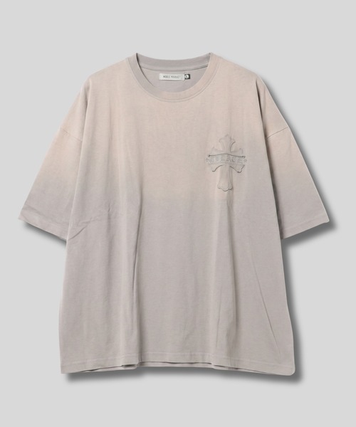 Mac-House(マックハウス)の「ヴィンテージライク スプレーフェード クロスアップリケTシャツ スプレー抜染(Tシャツ/カットソー・メンズ・ネイビー/グレイッシュベージュ/ブラック・XL/L/M)」の2枚目の写真