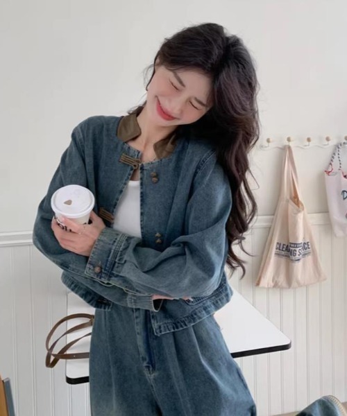 semplice(センプリチェ)の「セットアップ【韓国ファッション】(セットアップ・レディース・ブルー・L/M/S)」の6枚目の写真