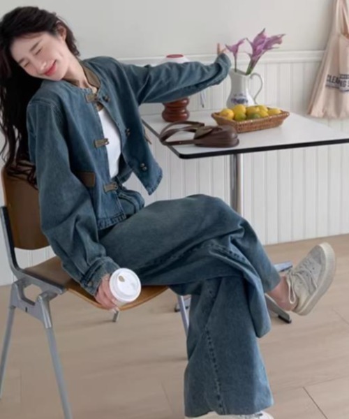 semplice(センプリチェ)の「セットアップ【韓国ファッション】(セットアップ・レディース・ブルー・L/M/S)」の7枚目の写真