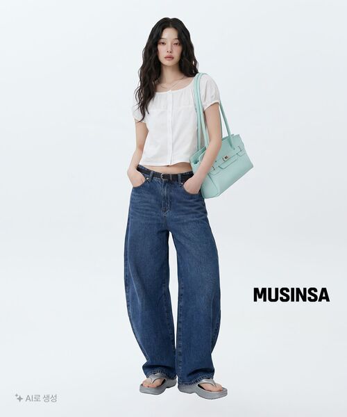 MUSINSA STANDARD WOMAN（ムシンサスタンダードウーマン）の「ウィメンズカーブドデニムパンツ [ミディアムインディゴ]（デニムパンツ・レディース・その他・24/25/26/27/28/29/30）」の9枚目の写真