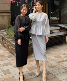 リブ切替シアーチェックワンピース【低身長・小柄女性向け