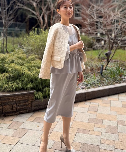 ST.ROONEY(セントルーニー)の「ペプラムシアーセレモニードレス【低身長・小柄女性向け】(ワンピース・レディース・ブラック/グレー・XS)」の3枚目の写真