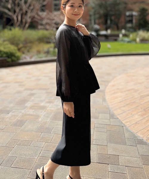 ST.ROONEY(セントルーニー)の「ペプラムシアーセレモニードレス【低身長・小柄女性向け】(ワンピース・レディース・ブラック/グレー・XS)」の4枚目の写真
