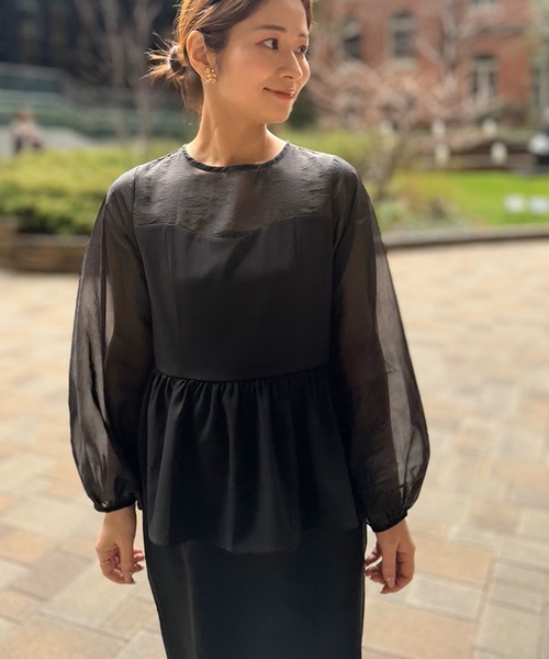 ST.ROONEY(セントルーニー)の「ペプラムシアーセレモニードレス【低身長・小柄女性向け】(ワンピース・レディース・ブラック/グレー・XS)」の5枚目の写真