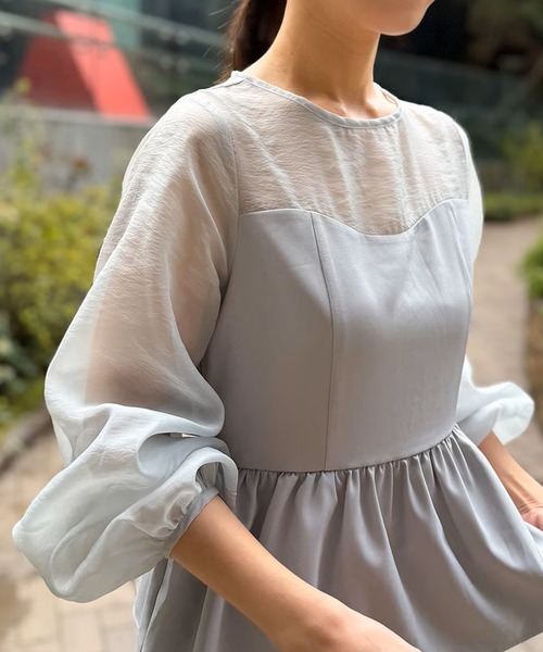 ST.ROONEY(セントルーニー)の「ペプラムシアーセレモニードレス【低身長・小柄女性向け】(ワンピース・レディース・ブラック/グレー・XS)」の6枚目の写真