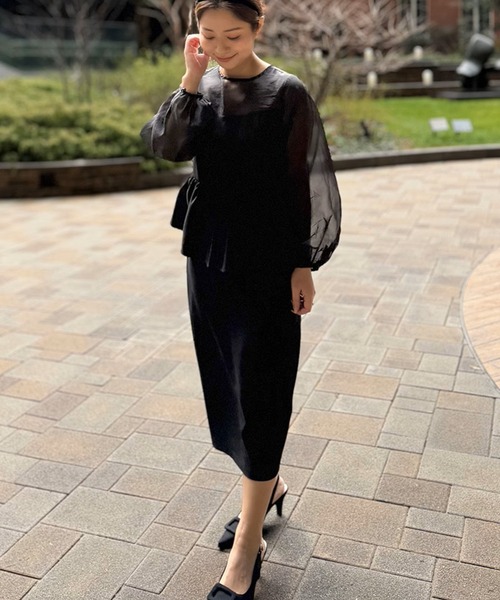 ST.ROONEY(セントルーニー)の「ペプラムシアーセレモニードレス【低身長・小柄女性向け】(ワンピース・レディース・ブラック/グレー・XS)」の7枚目の写真