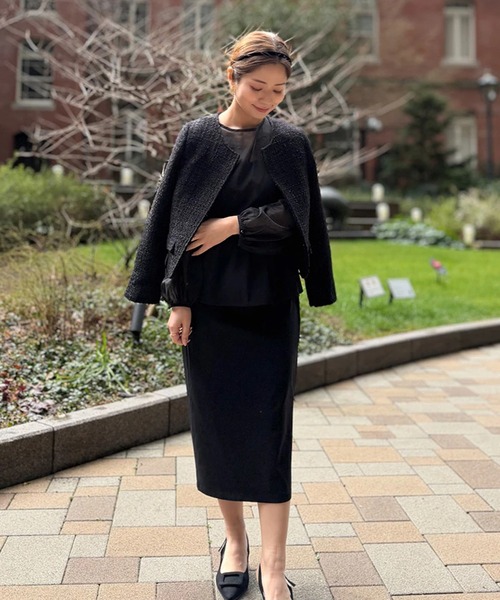 ST.ROONEY(セントルーニー)の「ペプラムシアーセレモニードレス【低身長・小柄女性向け】(ワンピース・レディース・ブラック/グレー・XS)」の9枚目の写真