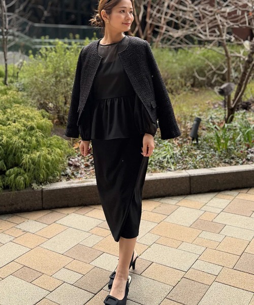 ST.ROONEY(セントルーニー)の「ペプラムシアーセレモニードレス【低身長・小柄女性向け】(ワンピース・レディース・ブラック/グレー・XS)」の10枚目の写真
