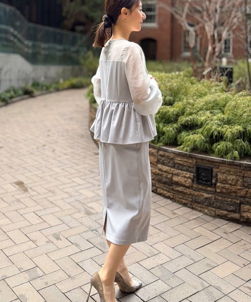 ST.ROONEY(セントルーニー)の「ペプラムシアーセレモニードレス【低身長・小柄女性向け】(ワンピース・レディース・ブラック/グレー・XS)」の11枚目の写真
