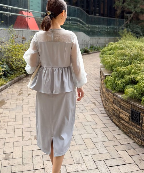 ST.ROONEY(セントルーニー)の「ペプラムシアーセレモニードレス【低身長・小柄女性向け】(ワンピース・レディース・ブラック/グレー・XS)」の12枚目の写真