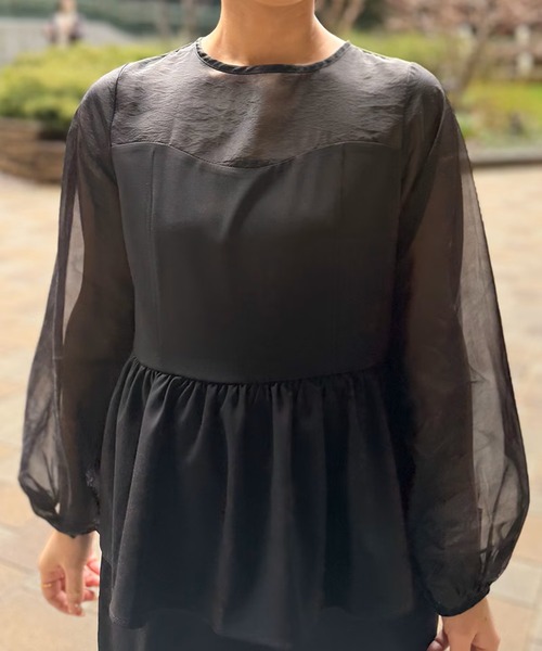ST.ROONEY(セントルーニー)の「ペプラムシアーセレモニードレス【低身長・小柄女性向け】(ワンピース・レディース・ブラック/グレー・XS)」の16枚目の写真