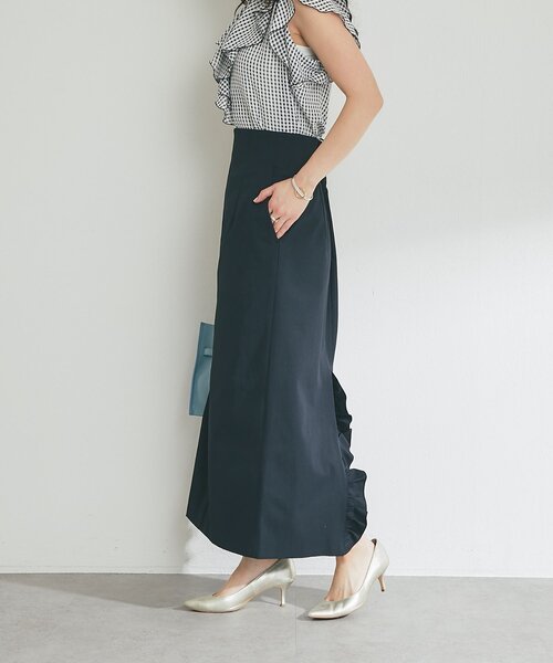 La boutique BonBon（ラブティックボンボン）の「ドライツイルナローマキシスカート（スカート・レディース・ミント/ホワイト/ブラック・PS/38/36）」の2枚目の写真